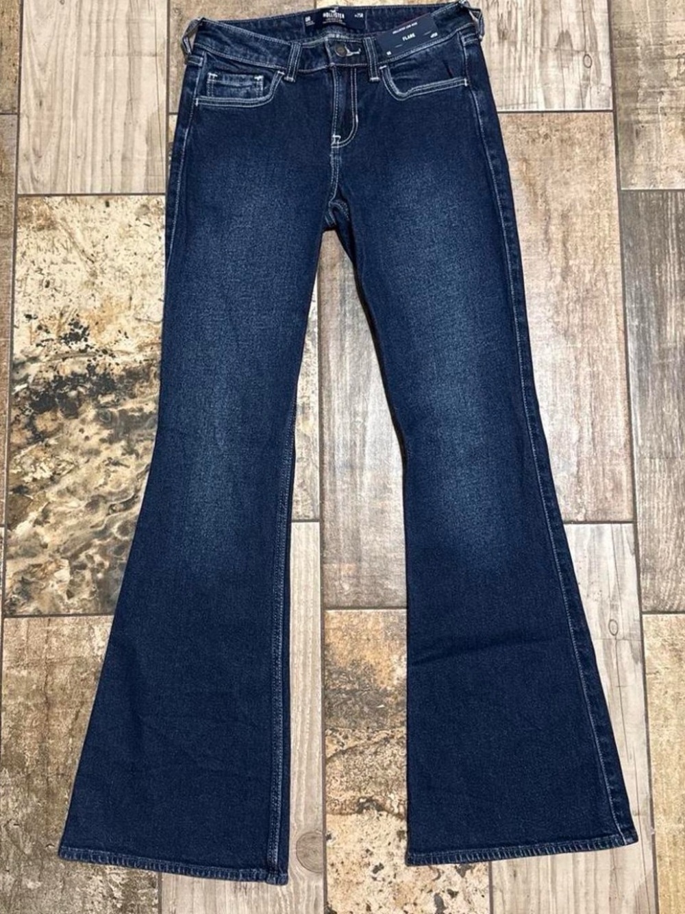 Hollister Dark Indigo Flare low rise jeans